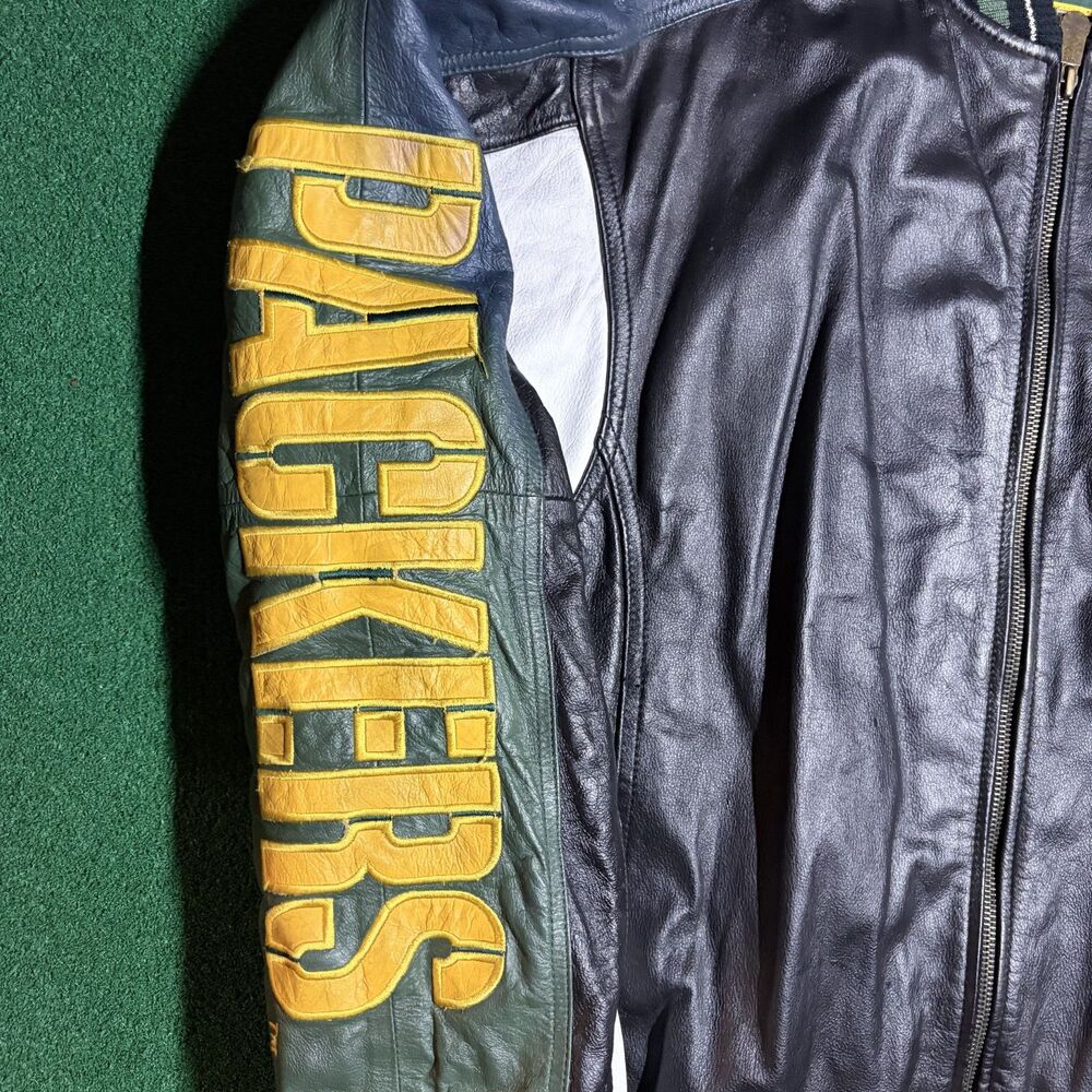 Vintage 90s G-III Carl Banks Green Bay Packers Leather Jacket Large NFL - Picture 4 of 8